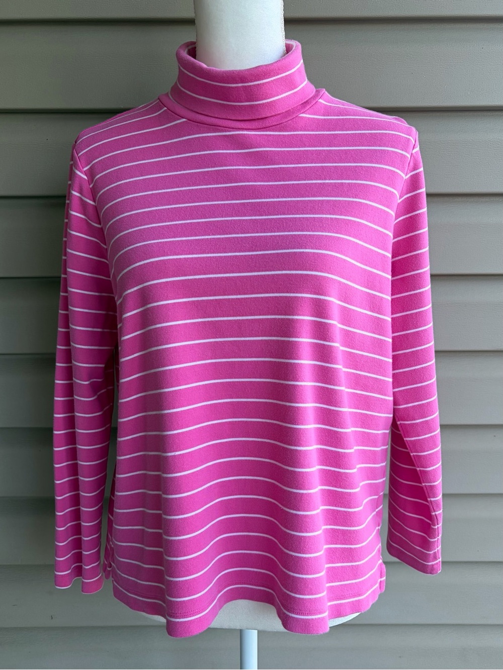 •Lands’ End• Pink/White Striped Shaped Turtleneck - Size XL Petite